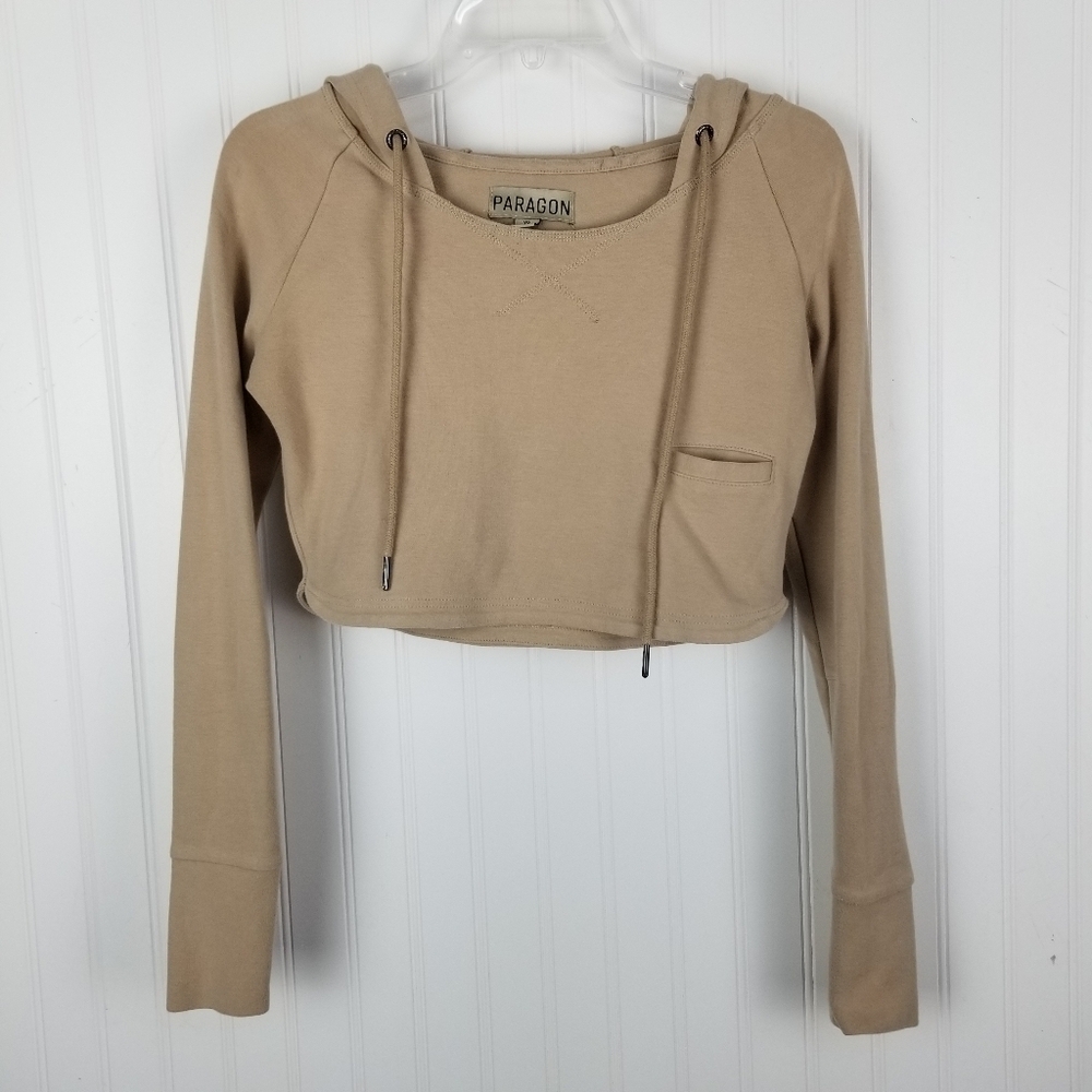 Paragon Fitwear Verona Hoodie Size XS Womens Tan Cropped Neutral Comfy